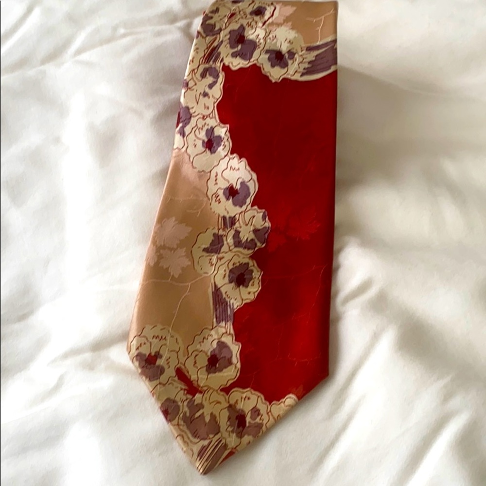 Vintage 1950s Haband necktie-red and white flowers
